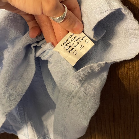 Light Blue Ruffle Button-Down Mini Dress - Picture 2 of 3